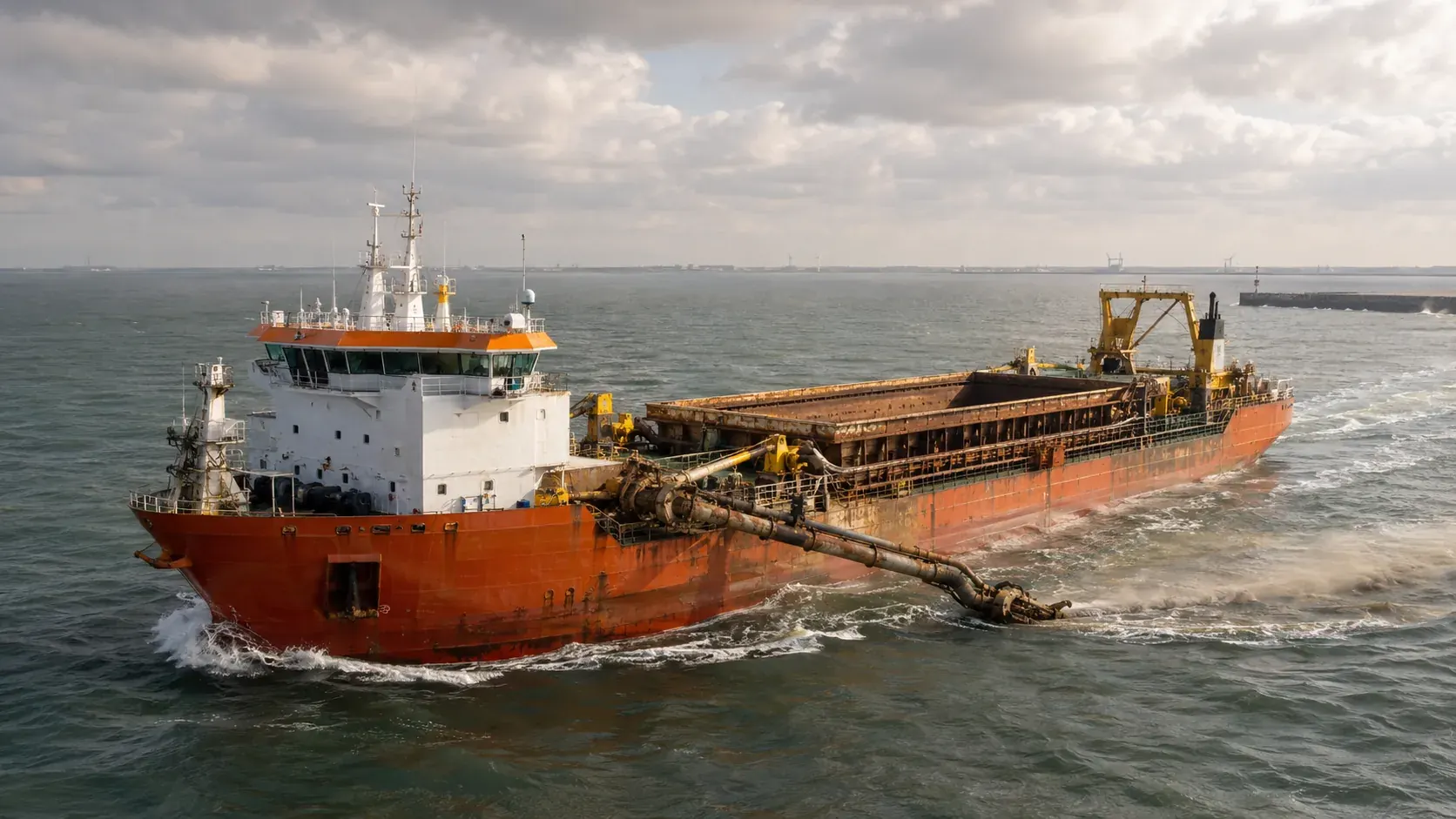 Baggerschip aan het werk, robuuste machinekamervloeren door Anomalie