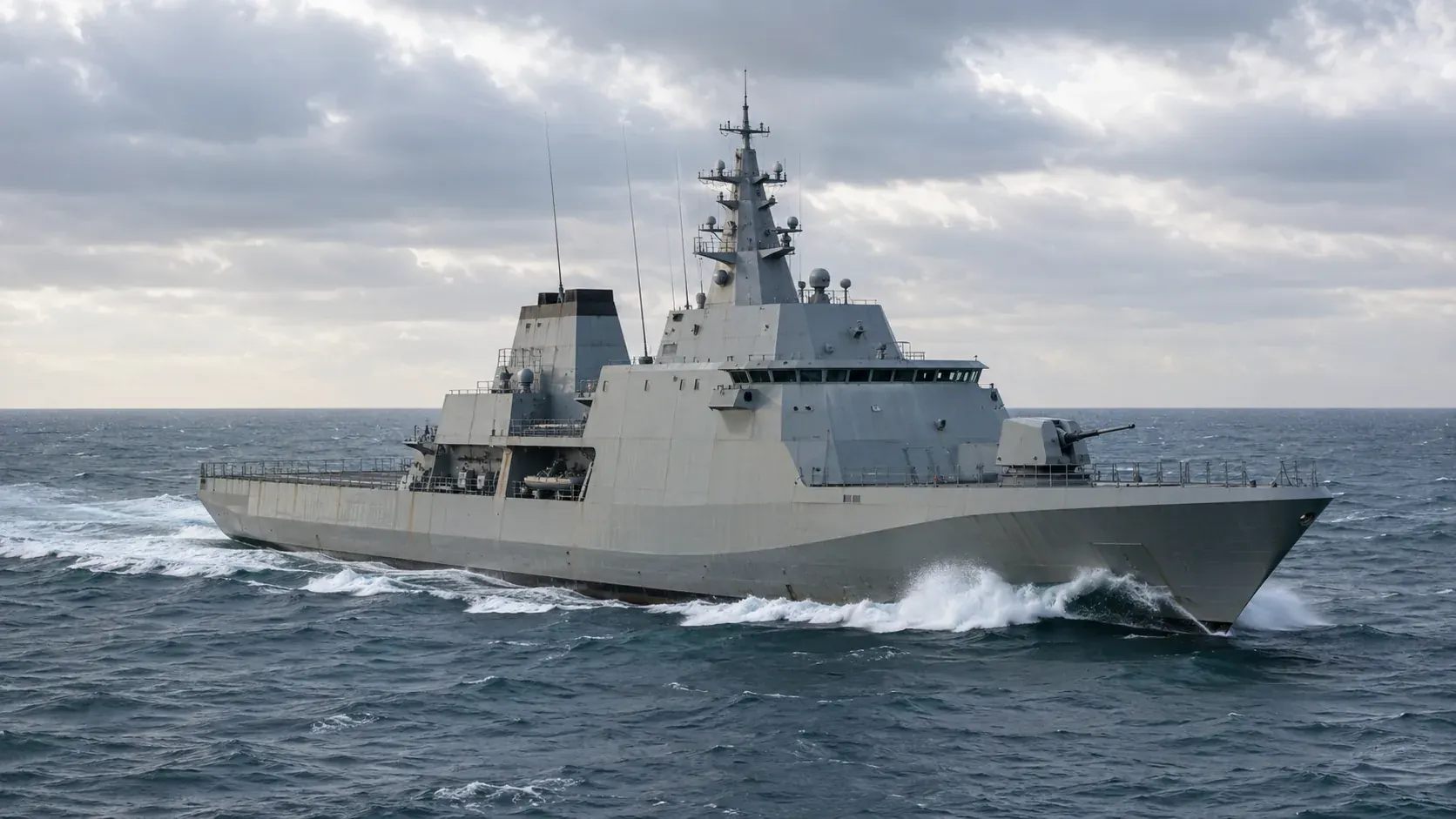 Marineschip op zee, machinekamervloeren van aluminium traanplaat door Anomalie